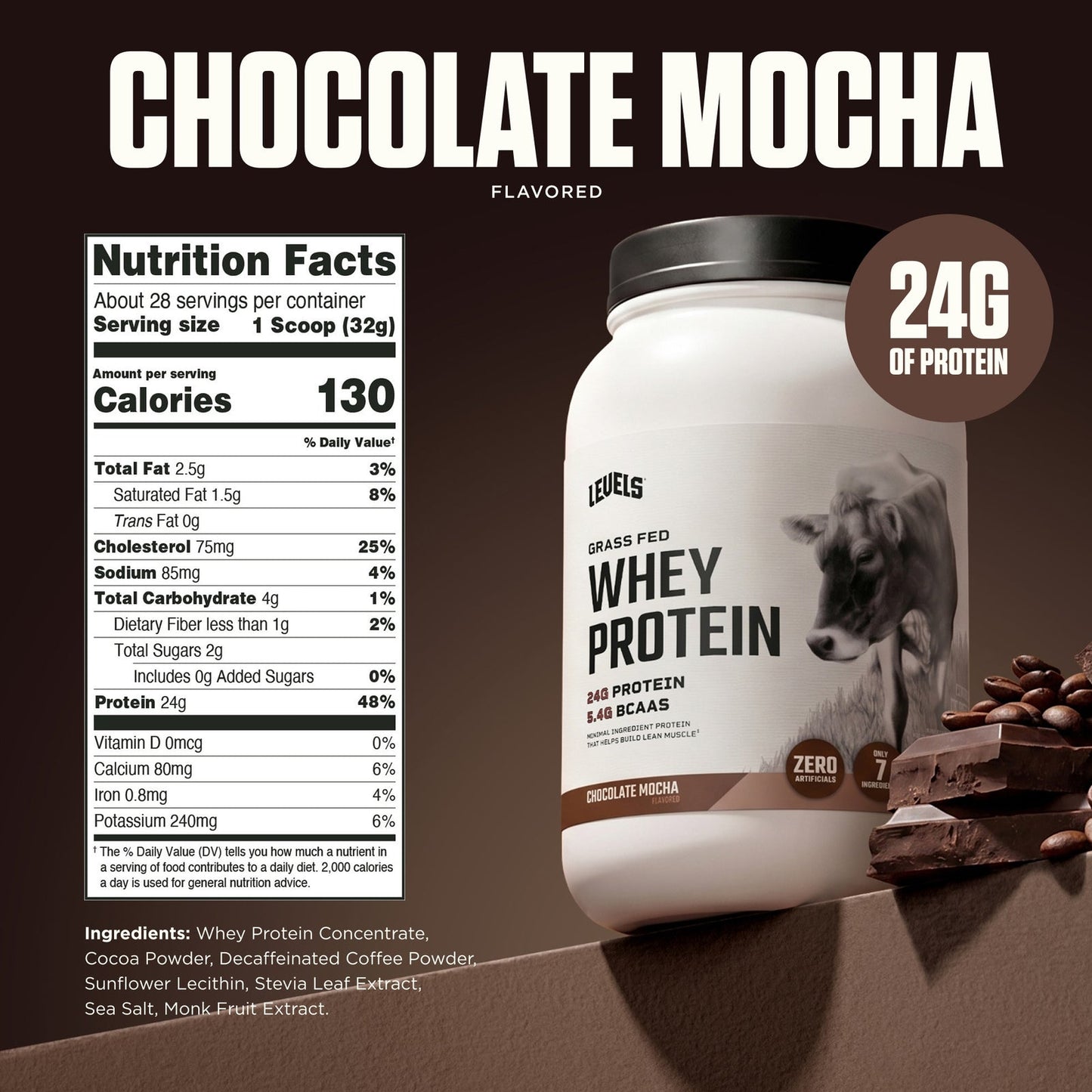 Levels Grass Fed Whey Protein Powder 2LB