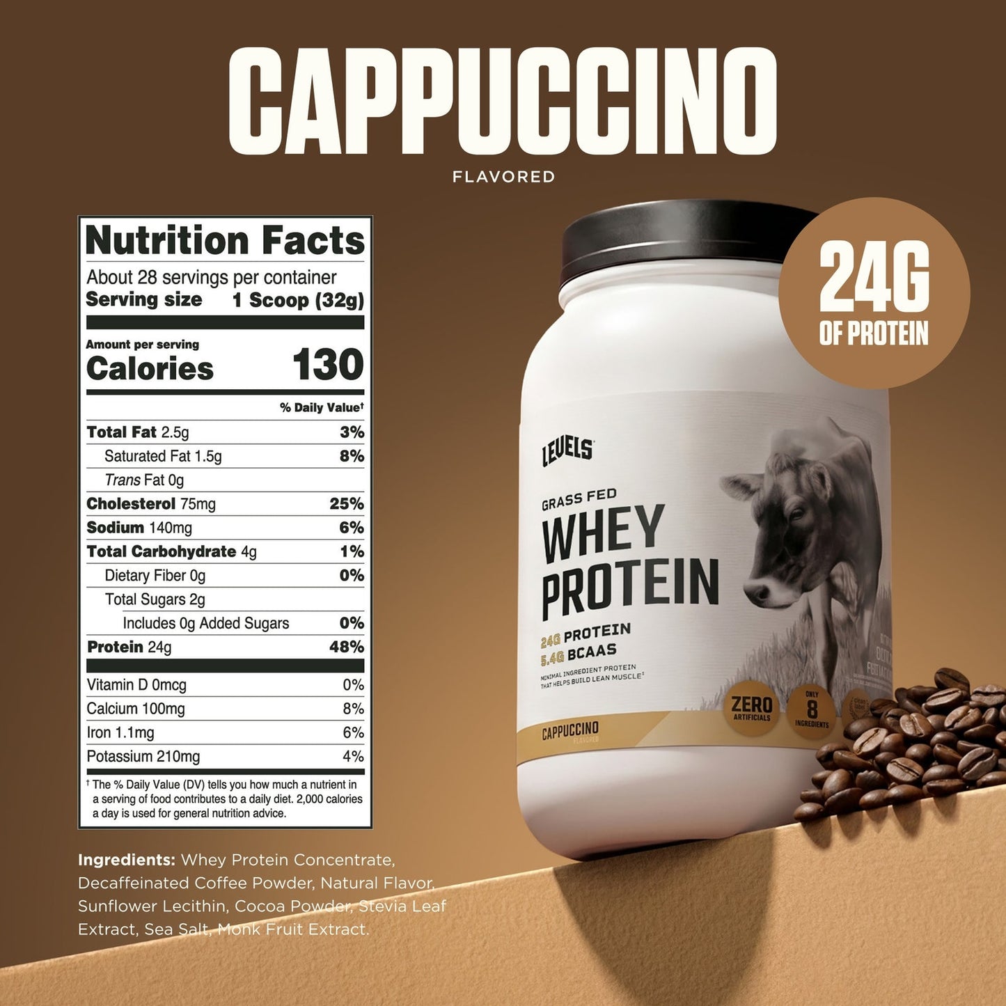 Levels Grass Fed Whey Protein Powder 2LB